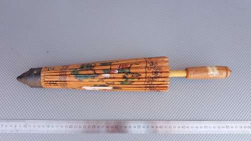 Vintage! Oriental Hand Painted Bamboo & Rice Paper Parasol