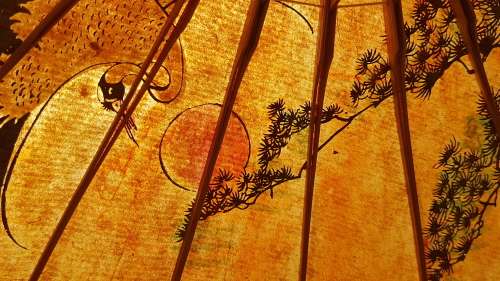 Vintage! Oriental Hand Painted Bamboo & Rice Paper Parasol
