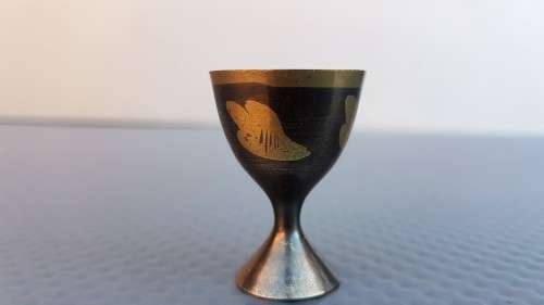 Vintage! Set Of 6 Stained Brass Chalices For Printers Tray / Dollhouse.