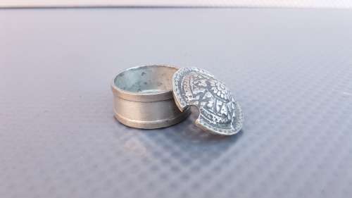 Vintage! Mini Pewter Round Pill Box With Floral Domed Lid