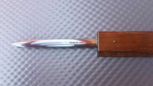 Vintage! Stainless Steel Letter Opener In Wooden Case.