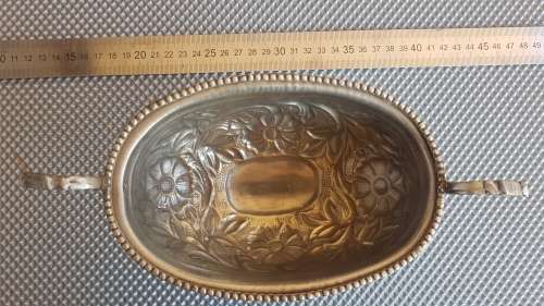 Vintage! Footed Bowl Silver Plated With Repousse Floral Detail