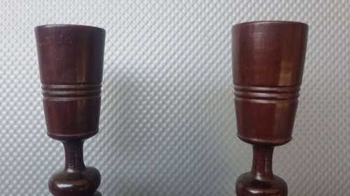 Vintage! Pair Of Rustic Decorative Wood Candle Holders