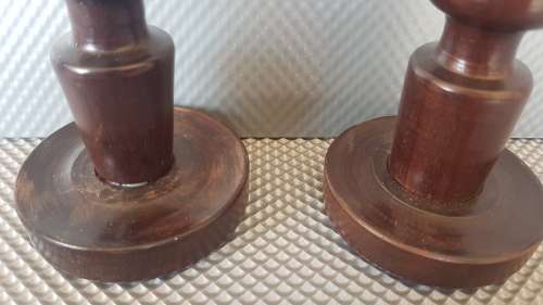Vintage! Pair Of Rustic Decorative Wood Candle Holders