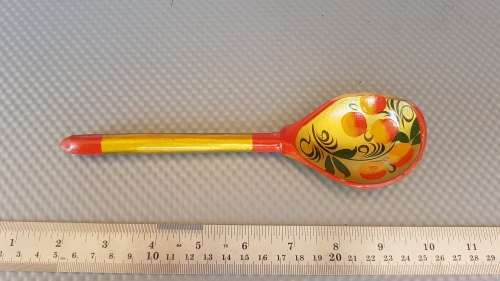 Vintage! Russian - Khokhloma Lacquered - Pair Of Spoons