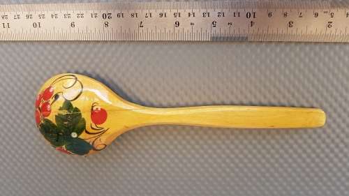 Vintage! Russian - Khokhloma Lacquered - Pair Of Spoons