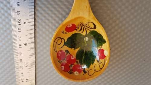 Vintage! Russian - Khokhloma Lacquered - Pair Of Spoons