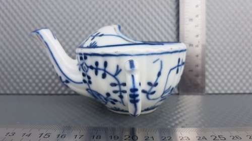 Antique! German - Blue Onion - Blue & White Porcelain - Tettau - Invalid/Child`s Feeder