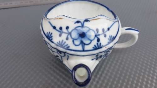 Antique! German - Blue Onion - Blue & White Porcelain - Tettau - Invalid/Child`s Feeder
