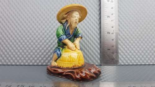 Antique! Chinese - Shiwan - Mudman - Hand-Made Glazed Ceramic Figurine