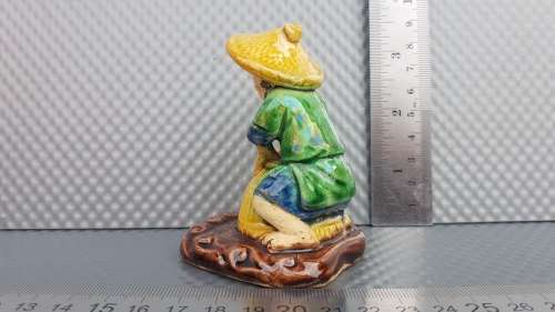 Antique! Chinese - Shiwan - Mudman - Hand-Made Glazed Ceramic Figurine