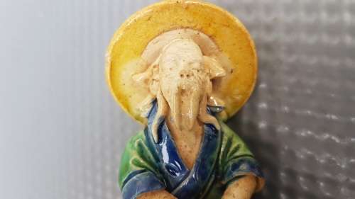 Antique! Chinese - Shiwan - Mudman - Hand-Made Glazed Ceramic Figurine