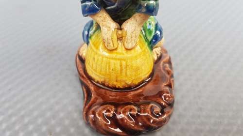Antique! Chinese - Shiwan - Mudman - Hand-Made Glazed Ceramic Figurine