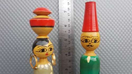 Vintage! Egyptian - Wood Spindle Doll Handmade Hand Painted Figurines