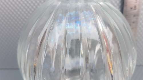 Vintage! France - Round Ribbed Pressed Glass - Wine Or Whiskey Glass Decanter With Stopper