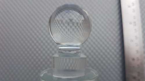 Vintage! France - Round Ribbed Pressed Glass - Wine Or Whiskey Glass Decanter With Stopper