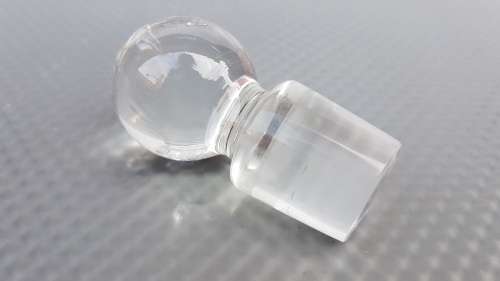 Vintage! France - Round Ribbed Pressed Glass - Wine Or Whiskey Glass Decanter With Stopper