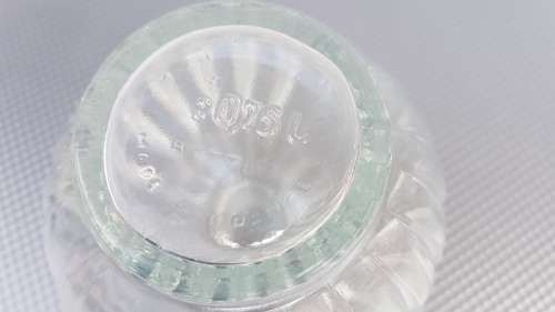 Vintage! France - Round Ribbed Pressed Glass - Wine Or Whiskey Glass Decanter With Stopper
