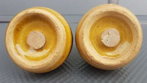 Vintage! - Hand Made - Pottery - Tribal Cave Drawing - Salt And Pepper Shakers