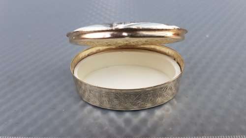 Vintage! Italy - Firenze  IL Duomo - Silver Metal - Oval hinged - Porcelain - Trinket / Pill Box