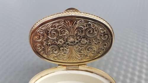 Vintage! Italy - Firenze  IL Duomo - Silver Metal - Oval hinged - Porcelain - Trinket / Pill Box