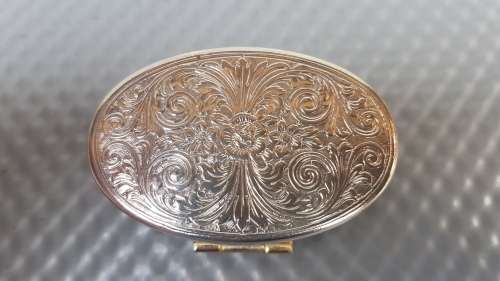 Vintage! Italy - Firenze  IL Duomo - Silver Metal - Oval hinged - Porcelain - Trinket / Pill Box