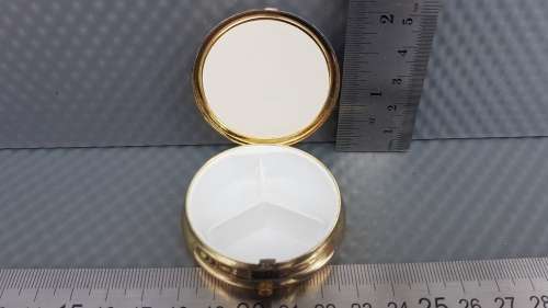 Vintage! Japan - Victorian - Round Hinged - Porcelain - Divided Pill Box