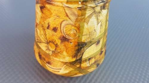 Vintage!  Decoupage Floral Glass Bottle / Jar