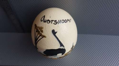 Vintage! Painted Ostrich Egg With Stand - Oudtshoorn South Africa.