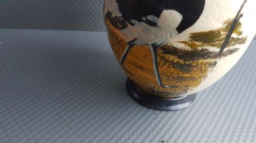 Vintage! Painted Ostrich Egg With Stand - Oudtshoorn South Africa.