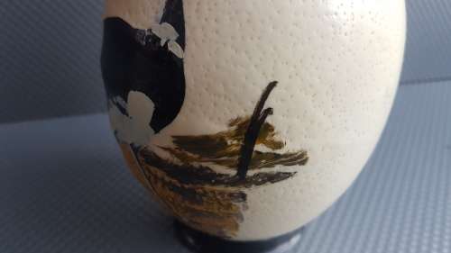 Vintage! Painted Ostrich Egg With Stand - Oudtshoorn South Africa.