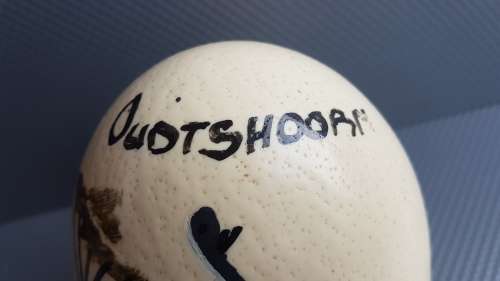 Vintage! Painted Ostrich Egg With Stand - Oudtshoorn South Africa.