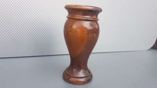 Vintage!  Small Wood Turned Vase 15.5cm Tall.