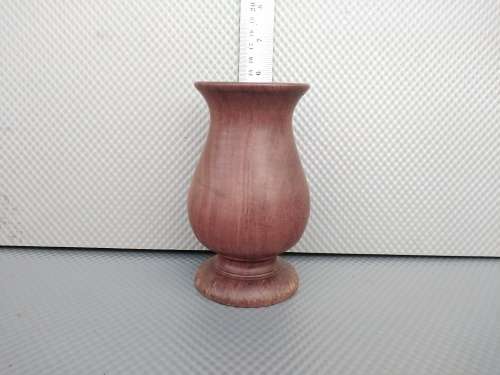 Vintage!  Small Wood Turned Vase 14cm Tall.
