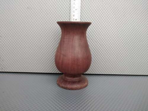 Vintage!  Small Wood Turned Vase 14cm Tall.