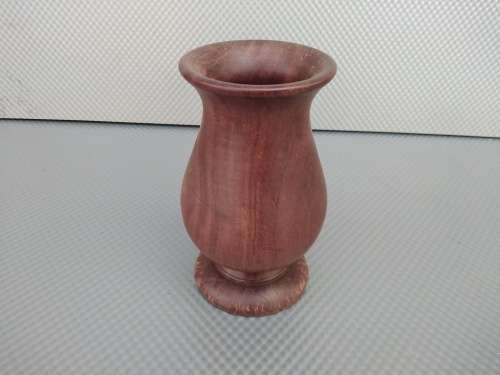 Vintage!  Small Wood Turned Vase 14cm Tall.