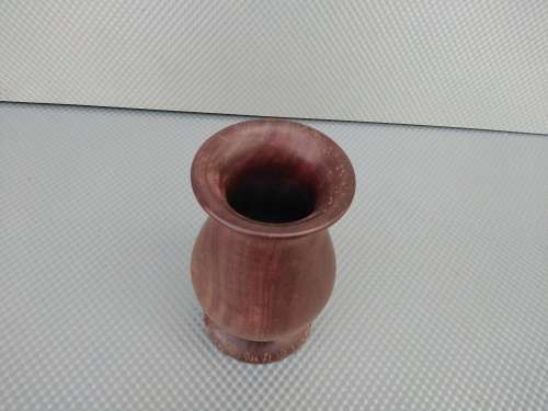 Vintage!  Small Wood Turned Vase 14cm Tall.