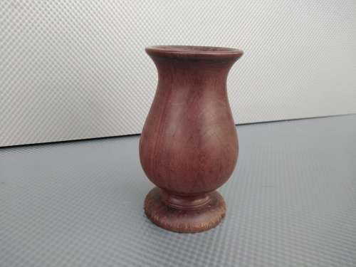 Vintage!  Small Wood Turned Vase 14cm Tall.
