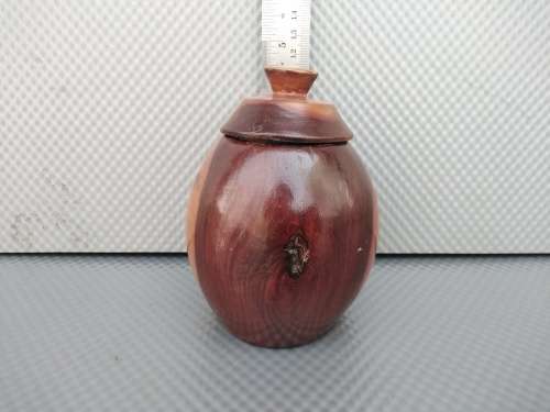 Vintage!  Turned Wood Spice/Snuff Jar With Lid.