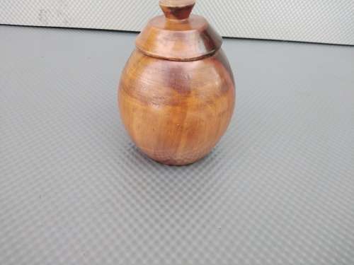 Vintage!  Turned Wood Spice/Snuff Jar With Lid.