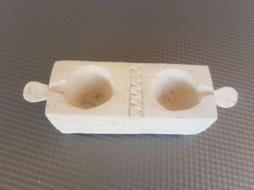 Quaint Hand Made Wooden Sauce Holders With Lids & Spoons. (Repaired)