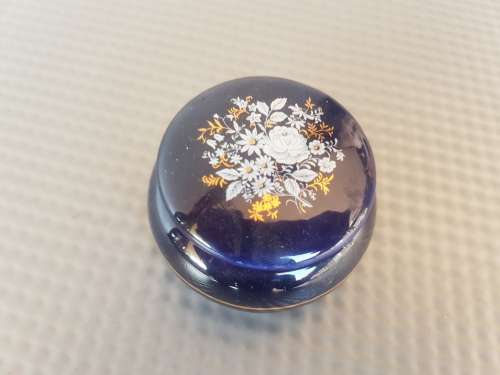Vintage!  LIMOGES Cobalt Blue And Gold White Lidded Box