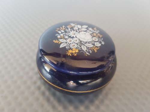Vintage!  LIMOGES Cobalt Blue And Gold White Lidded Box