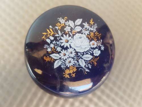 Vintage!  LIMOGES Cobalt Blue And Gold White Lidded Box