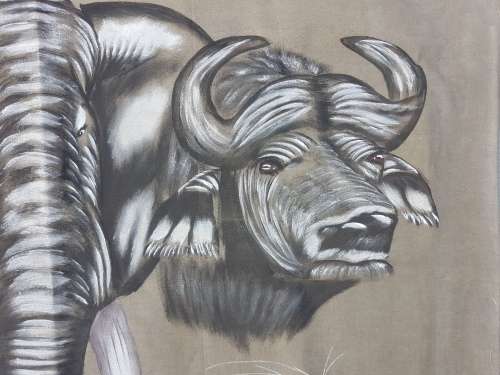 Painted "Big 5" On Canvas.