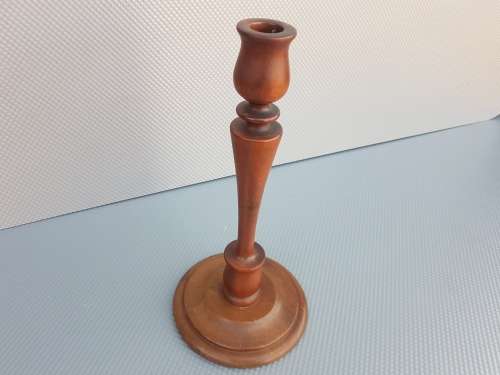 Vintage! 28.5cm Wood Turned Candlestick Holder.