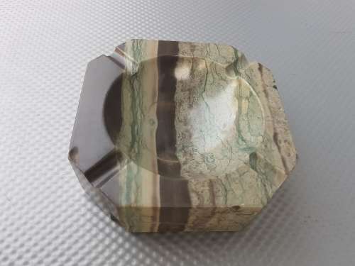Vintage! Ashtray Or Vide Poche In Green Onyx.