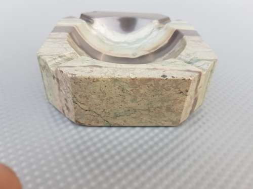 Vintage! Ashtray Or Vide Poche In Green Onyx.