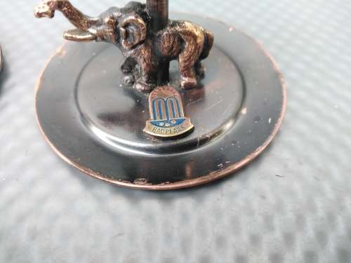 Vintage! Brass Finish Souvenir Elephant Candle Holders.