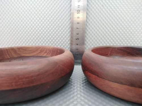 Vintage! Pair Of Hand Made Wooden Bowls 14cm.